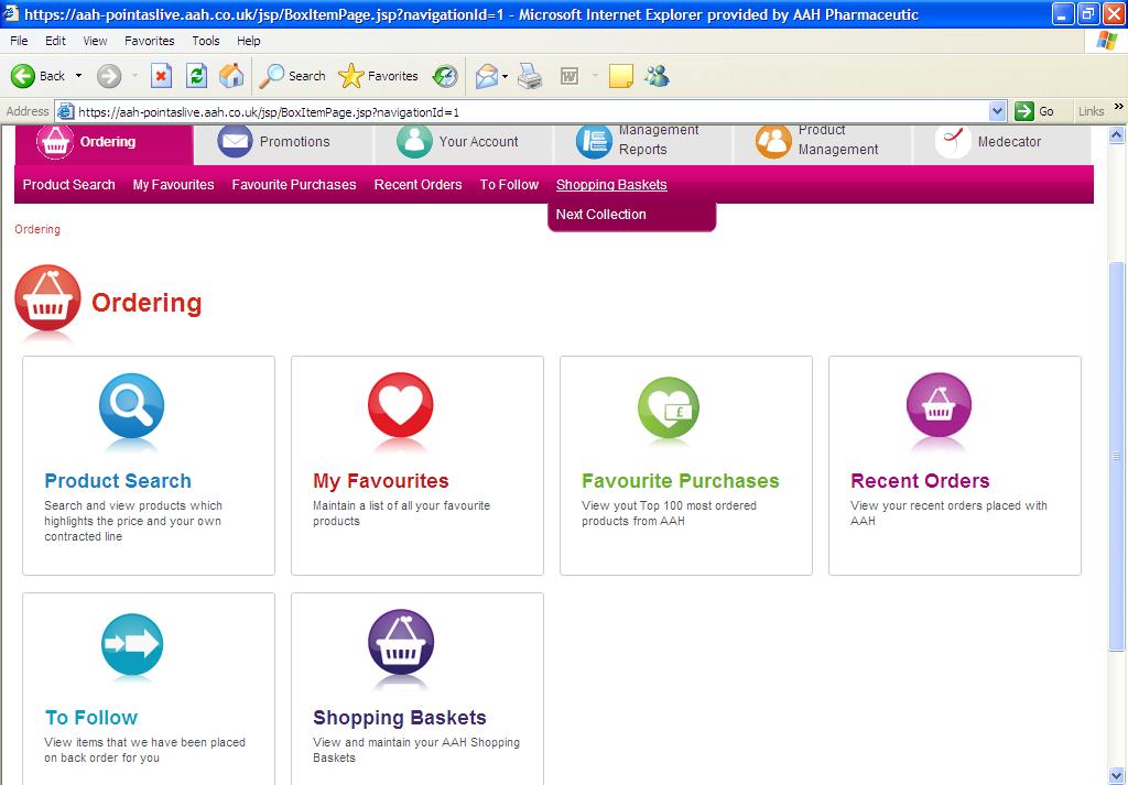 Delivery Accounts. Click the Ordering tab and then select the Shopping Baskets option from the sub-menu.