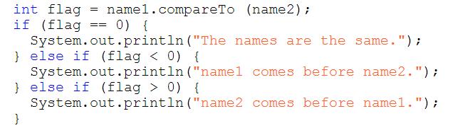 String compareto method Lets you determine the order of strings compareto returns: positive number