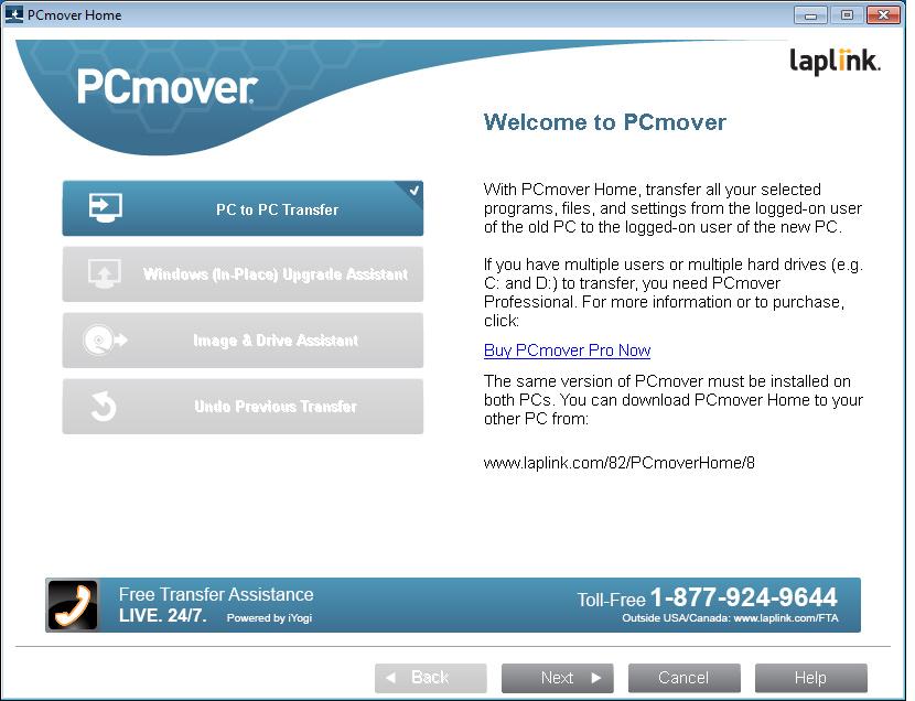 4 Old PC: Setting Up the Transfer IMPORTANT: PCmover Pre-Transfer Checklist (page 2) and Transfer Information (page 2) should be reviewed and completed before beginning a PCmover transfer. 1.