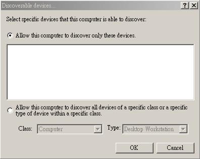 Determine the devices that will be reported Bluetooth for Windows can screen out devices that you do not need access to.