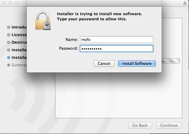 Enter in your Mac username and