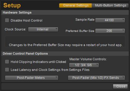 Clicking the Multi-Button Settings button lets you configure the Multi Button as described in Chapter 6, The Multi Button and Transport Buttons.