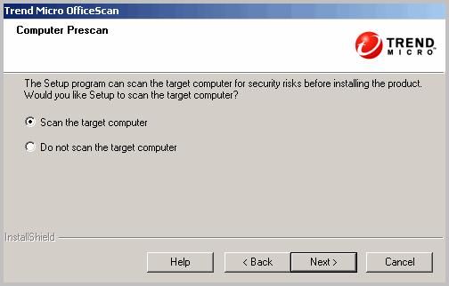 Installing and Upgrading OfficeScan Prescan FIGURE 2-3. Computer Prescan screen Before the OfficeScan server installation commences, Setup can scan the target computer for viruses and malware.