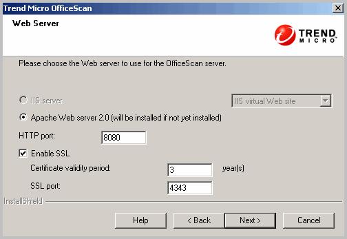 Trend Micro OfficeScan 10 Service Pack 1 Installation and Upgrade Guide Web Server Settings FIGURE 2-6.