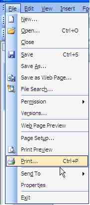 Print Pull-Down Menu + Printing a Document: 1. Click on File, then Print, or click the Print Icon (Ctrl + P). 2. Select the Page Range (usually ALL). 3.