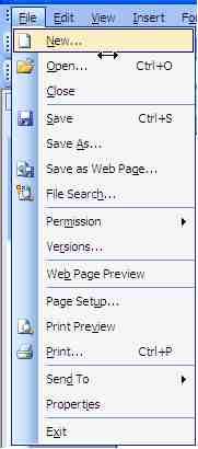 New Document Pull-Down Menu + To begin a new document: 1. First save your current document. You may close the current document or leave it open. 2.