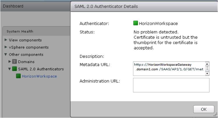 You cannot remove an authenticator if it is being used by any View Connection Server in the Horizon View pod. Select an Existing SAML 2.0 Authenticator Select a SAML 2.