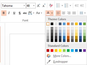 In the Font Style: window, select Bold. Use the down arrow for Size: window and select 48. Use the down arrow for Color: window, select white.