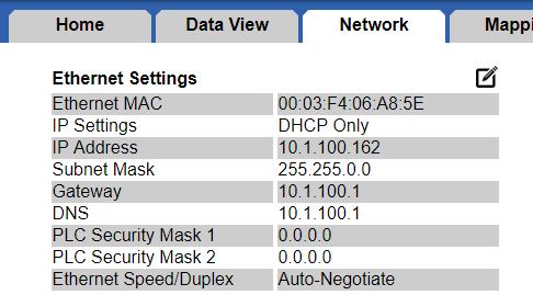 Changing from DHCP to Static IP 1) Click the Edit button next to Ethernet Settings on the Network Tab in the gateway. 2) Change the dropdown of the IP Settings field to be Static IP.