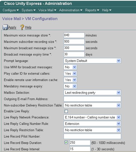 For more information about the above settings, please refer to the Configuring Voicemail section of the complete CUE GUI guide: http://www.cisco.