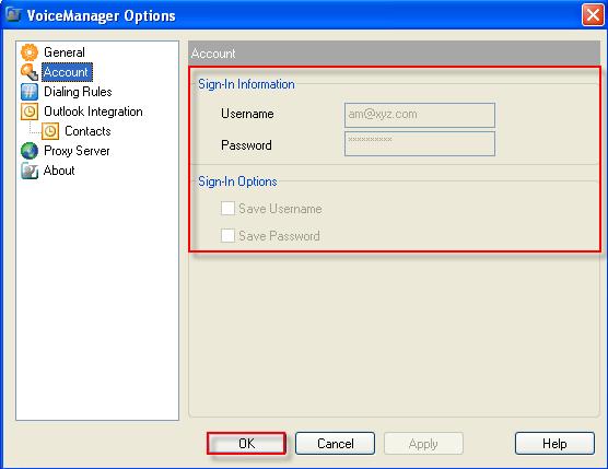 Setting Up Toolbar Options Table 2. How to Configure General Settings 1. Click the General link on the left panel. 2. Check the Auto login when connected to network check box to have Toolbar connect to the VoiceManager server automatically when a network connection is available.