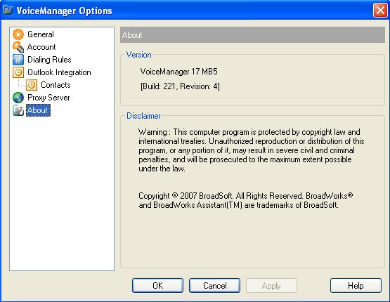 Setting Up Toolbar Options 3.5 About Page The About page displays what version of the application you are using, copyright notices associated with the application and any product disclaimers.