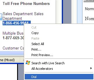 Toolbar Operating Instructions 5.1.3 Dial from a Web Page Rather than writing the phone number listed on a web page and then placing the call, use VoiceManager to dial directly from the site.