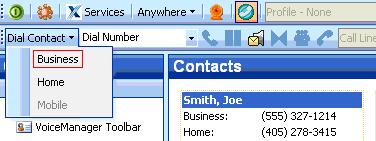 Toolbar Operating Instructions 5.1.4 Dial from Contact List With Toolbar you can dial a contact s home, business, or mobile number directly from Outlook.