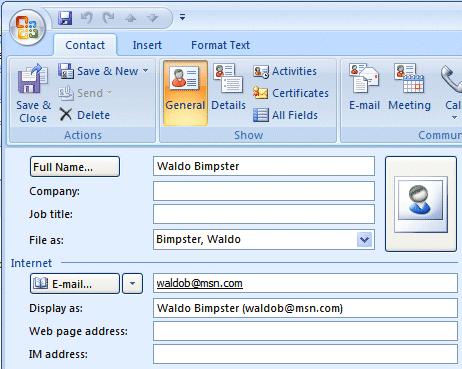 a notable exception there is no name in Full Name or E-mail address in E-mail. So, fill in the name of the person in Full Name and enter their e-mail address in the E-mail area.