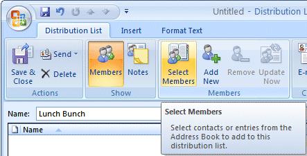 Next, click the Select Members button. The Select Members: Global Address List menu screen will appear.
