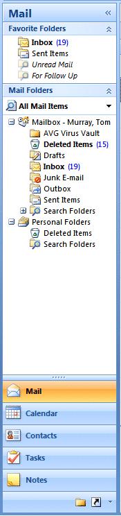 You ll notice in the top area that it indicates Mail. Below Mail there is an area called Mail Folders.