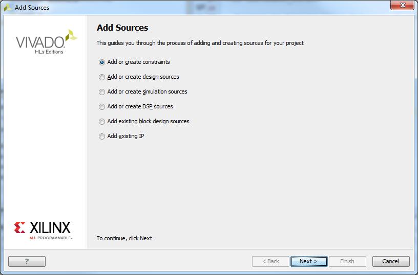Add Constraints (2) This opens the Add Sources Wizard.