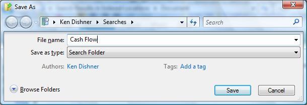 To create a search folder: 1. Using Instant Search, enter the criteria you want to define your search. 2. Click the Save Search button. 3.