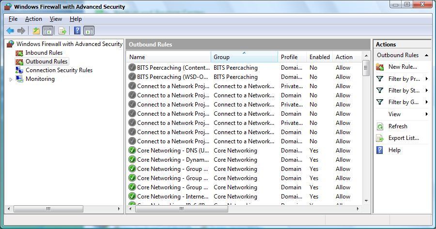 Figure 22 Windows Firewall with Advanced Security To use Windows Firewall with Advanced Security: 1.