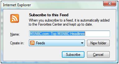 default), then click Subscribe. Figure 34 Subscribing to a Feed 4.