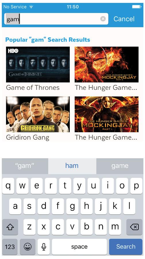 Search Use the search box at the top of the Fetch Mobi app screen to find a movie or TV show on the service.