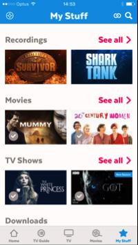 10 Find your movies and shows in My Stuff Once you ve signed into the app (Page 8) go to My Stuff to view your movies and TV shows.