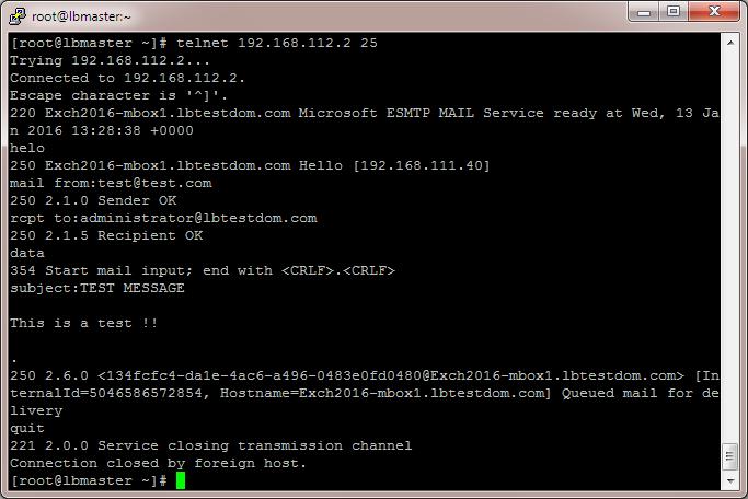 Testing & Verification TESTING SMTP MAIL FLOW USING TELNET SMTP can be tested using telnet to connect to port 25, then by issuing various commands to simulate an email being sent.