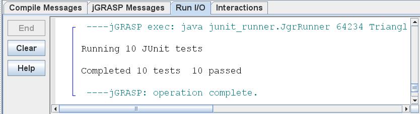 Compile and Run JUnit Tests button compiles (if needed) and runs the test file.