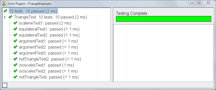 When you run a single test file or all test files in a project, the results are reported in the Run I/O tab as well as in a separate JUnit window.