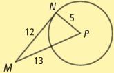 Point of Tangency The point where a circle and a tangent intersect. Ex: Point P is a point of tangency on Circle O.