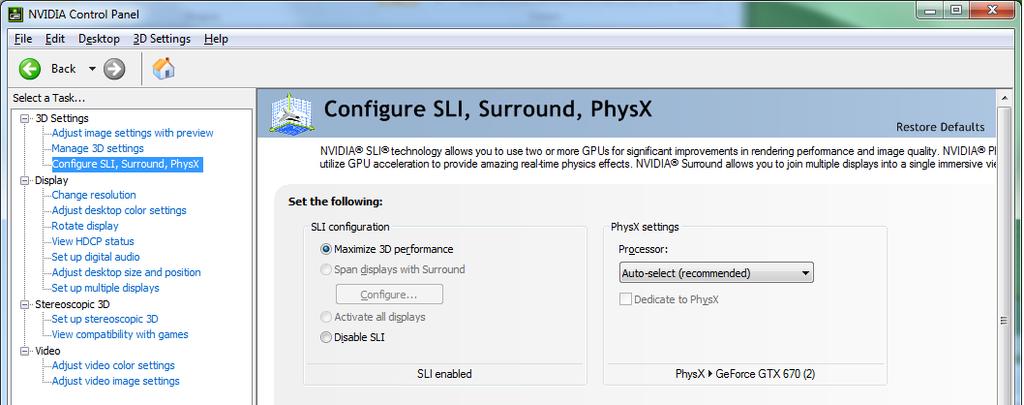 CONFIGURING SLI 05 Enabling / Disabling SLI 1 Once you have the NVIDIA Control Panel open, click on Configure