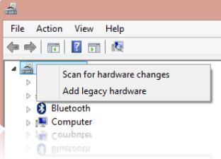 14. Right-click the computer name and select Add legacy