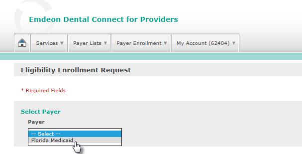 Make an Enrllment Request: Select the payer yu that wish t enrll with frm the drp