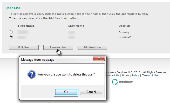 Remve User: T remve a user, click the radi buttn next t the user t be remved. Click the Remve User buttn.