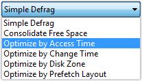 Profiles marked as active are displayed in the drop-down menu of the Defrag button, as well as under the Action tab in the main menu, which allows you to quickly launch defragmentation or