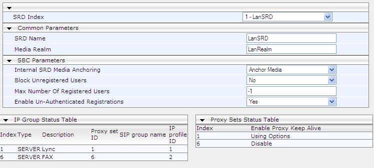 XO Communications and Microsoft Lync 5.5 Step 5: Configure SRD Table This step describes how to configure an SRD table.