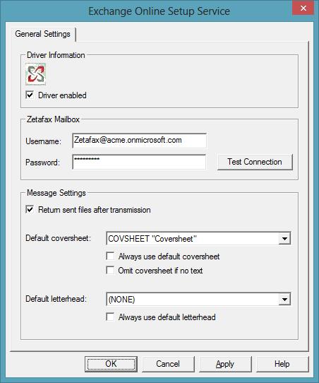10 Zetafax Exchange Online Connector Setup Guide however we recommend setting it to 30 seconds or longer for use on a live system.