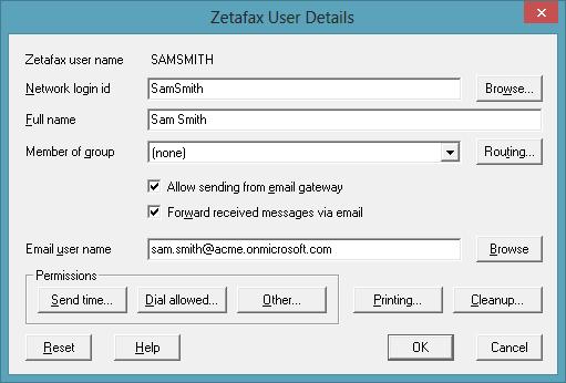 Configuring Email Gateway users 13 Configuring Zetafax users to use the Email Gateway for Exchange Online Having configured your connection to Exchange Online, you now need to configure Zetafax user