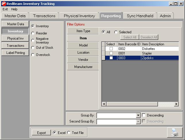 Inventory Reports Inventory reports provide detailed information about inventory and reorder levels. To access the inventory reports, click on the Inventory button to the left of the screen.
