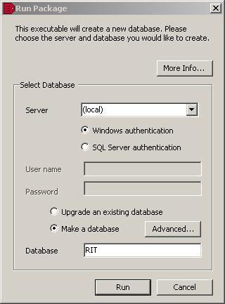 Advanced If you are using your own full version of Microsoft SQL Server 2000, 2005 or 2008, you will need to install the database to the SQL Server you would like to host the database.