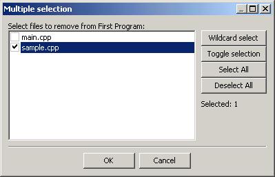 From the Project menu select, Remove files.