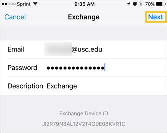 ACCESSING YOUR EMAIL 4. Select the Exchange option.