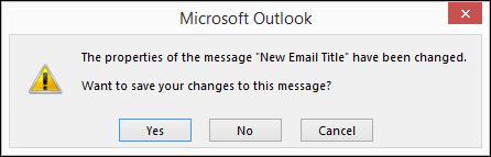 Alternately, if you attempt to close the email without first saving the new title, Outlook will