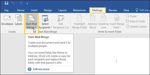 MAIL MERGE CREATING A MAIL MERGE DOCUMENT The Mail Merge function provides the ability to create a personalized document that you will send to multiple recipients.
