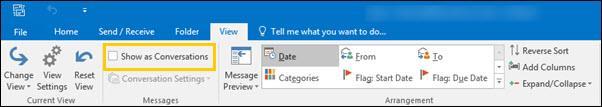 From the Outlook main tool bar, select the View tab. The View tab displays. 2.