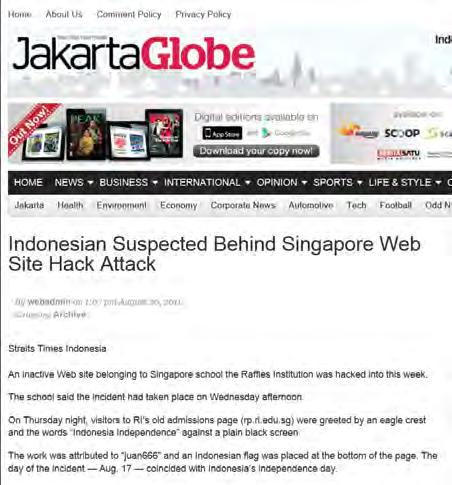 Indonesian hacker attacked Singapore Educational