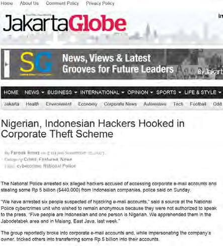 Indonesian and 1 Nigerian) accused of accessing corporate