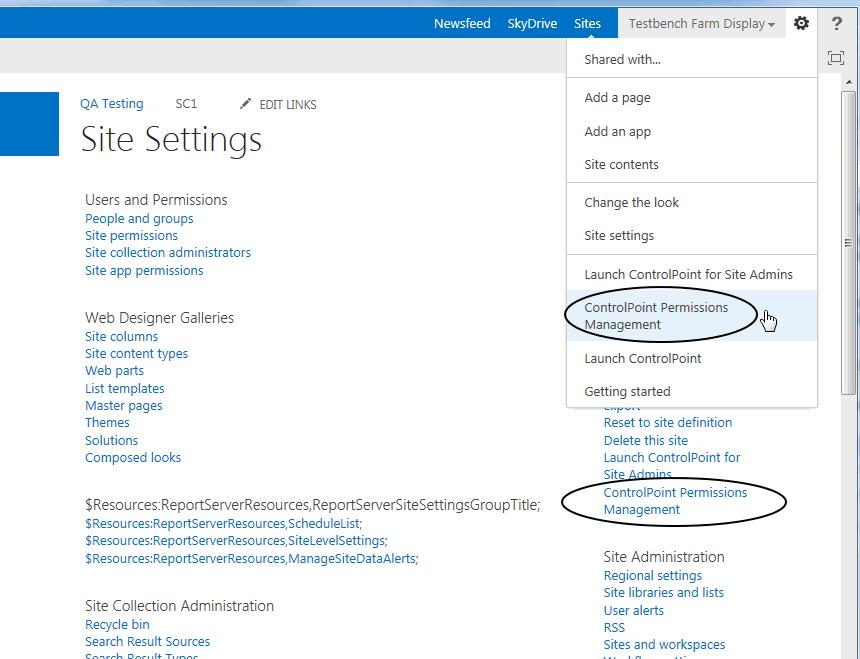 .. from the SharePoint Site Settings page or the