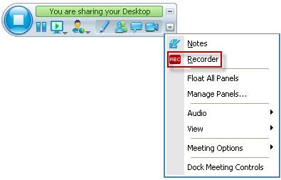 Chapter 2: Recording meetings The Recorder panel appears and recording starts automatically. To record a meeting on the server using the Recorder panel: 1 Start your meeting.